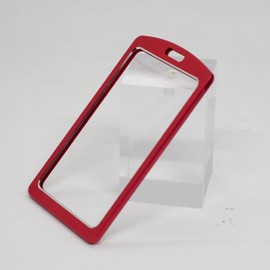 BAWAKO Aluminium ID Card Holder with Neck Strap, ID Card Holder Made of Durable Plastic, ID Badge Holder (Red)