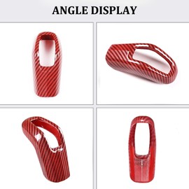 Youzzei Gear Shift Head Cover Trim, Carbon Fiber Style Car Gear Stick Cover for Land Rover Range Rover Sport 2014-2017 Jaguar E Pace 2018-2019, ABS Plastic Range Rover Sport Gear Knob Cover Trim-Red