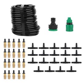 15m 20 Copper Nozzle Hosepipe Irrigation System Plant Self Watering Dripper Kit