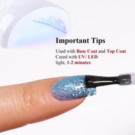 Glitter Gel Polish, Clear Light Blue Iridescent Glitter Gel Nail Polish Sparkle Shimmer Summer Rainbow Soak Off LED UV for DIY Manicure 0.5 Fl Oz