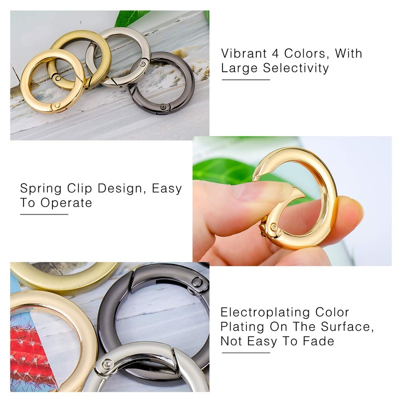 Hysagtek Spring O Rings, 16 Pcs Round Spring Snap Clip