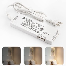 VST 48W LED Power Supply 100V-240V AC to 24V DC Constant Transformmer with JST Ports, ETL Listed White 24V Dimmable LED Driver for LED Strip Lights and Under Cabinet Lights
