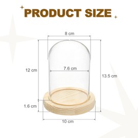 uxcell Cloche Glass Dome, 4.7" x 3.9" Decorative Display Bell Jar, Glass Dome Cloche with Wooden Base for Home Decor, Collectibles Specimens Plants Dustproof