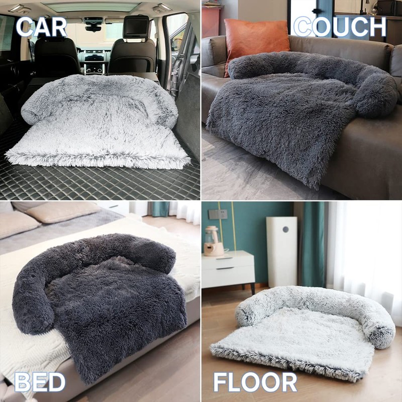 Calming Dog Bed Fluffy Plush Dog Mat for Furniture Protector