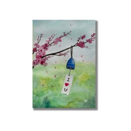 I Love You Greeting Card/I Love U Card/Card for all Occasions/Windchime, Happy Feeling, Spring, Summer, Floral Design (I Love You)