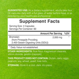 DEAL SUPPLEMENT Bromelain Supplement 2,000mg Per Serving, 240 Capsules C Natural Proteolytic Enzymes from Fresh Pineapple C Supports Nutrient Digestion