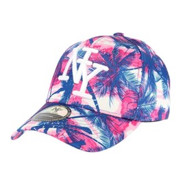 Hip Hop Honour Kids Pink and Blue Tropical Baseball Cap 7 to 12 Years - Girls, pink