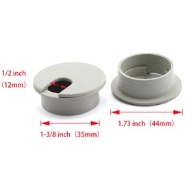 HJ Garden 2pcs 1-3/8 inch Desk Wire Cord Cable Grommets Hole Cover for Office PC Desk Cable Cord Organizer Plastic Cover Gray