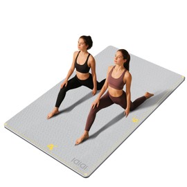 8mm Large Yoga Mat (6'x 4') - Extra Long and Wide 72 x 48 x 0.32 inches, Non-Slip POE Fitness Mat, Eco-Friendly, Thick Wide Exercise Mat for Home Workouts,Ideal for Yoga and Pilates.(Grey+Black)