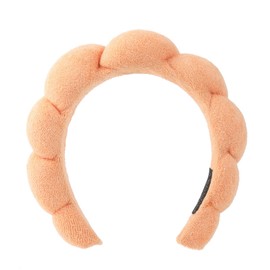 Ycfish Puffy Makeup Headband Spa Headbands for Women Sponge & Terry Towel Cloth Fabric Cute Skincare Headband for Face Washing, Makeup Removal, Shower, Facial Mask (Orange)