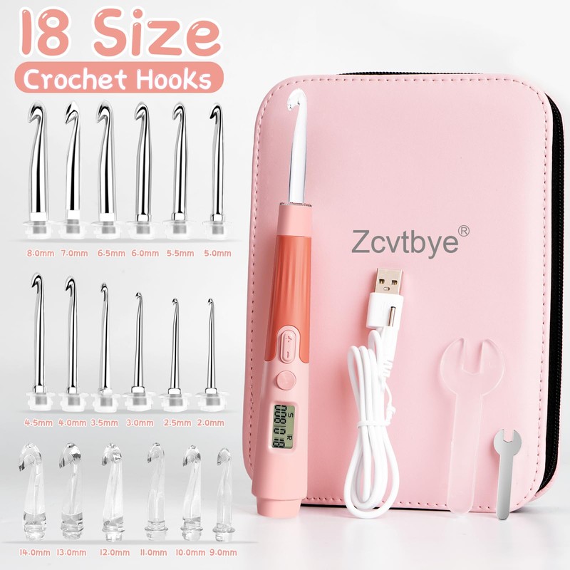 Transplant 18 in 1 LED Crochet Hook Set with Counter