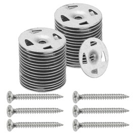 PATIKIL 1-1/4 Insulation Washers, 100 Set 32mm Metal Foam Board Fasteners Perforated Plaster Washers with Screw Galvanized Steel for Foam Board Fixing Fastening Wall
