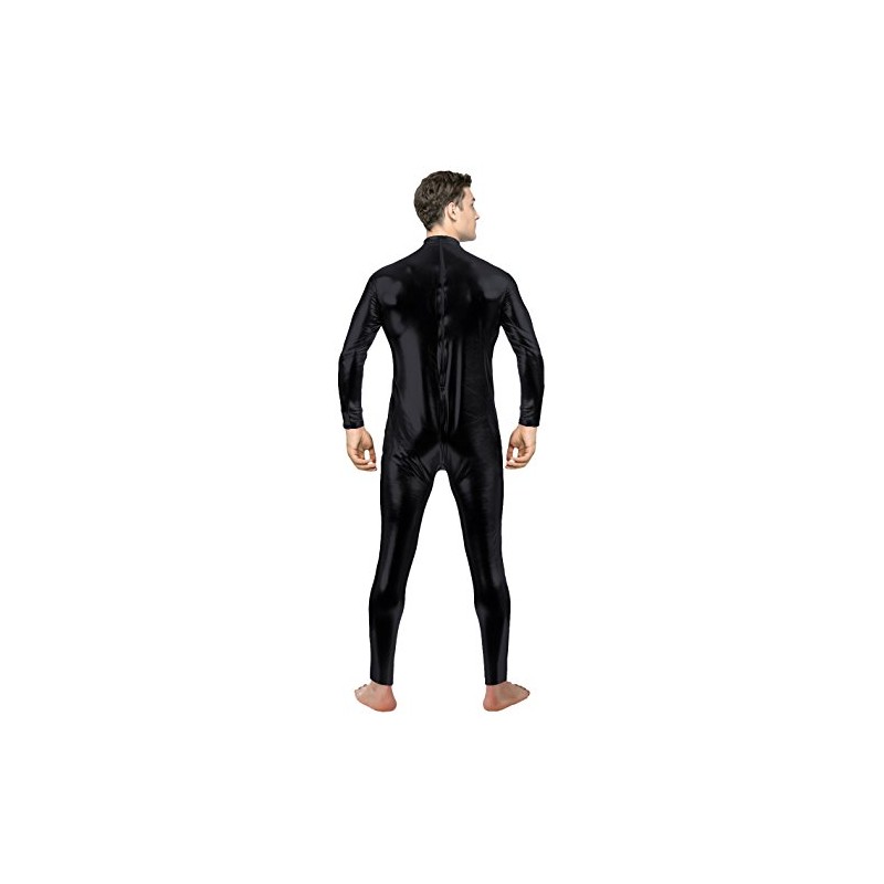 Aniler Unisex Shiny Metallic Unitard Zipper Tight-fitting Stretchy Costume Bodysuit