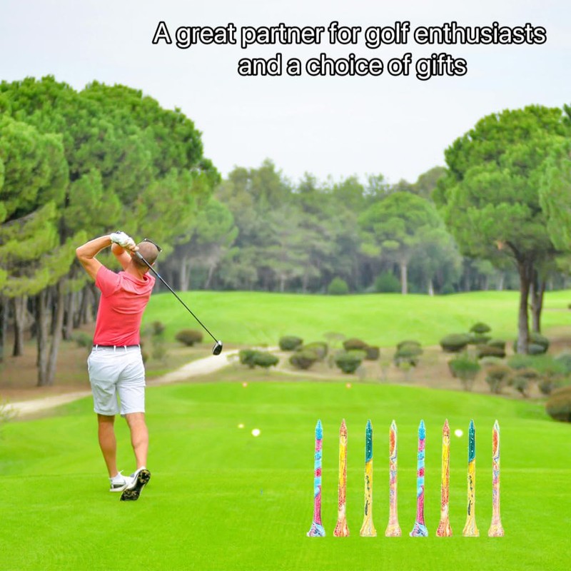MUXSAM Golf Tees,2-3/4 inch Multiple Colours Wooden Golf Base,Natural Wooden