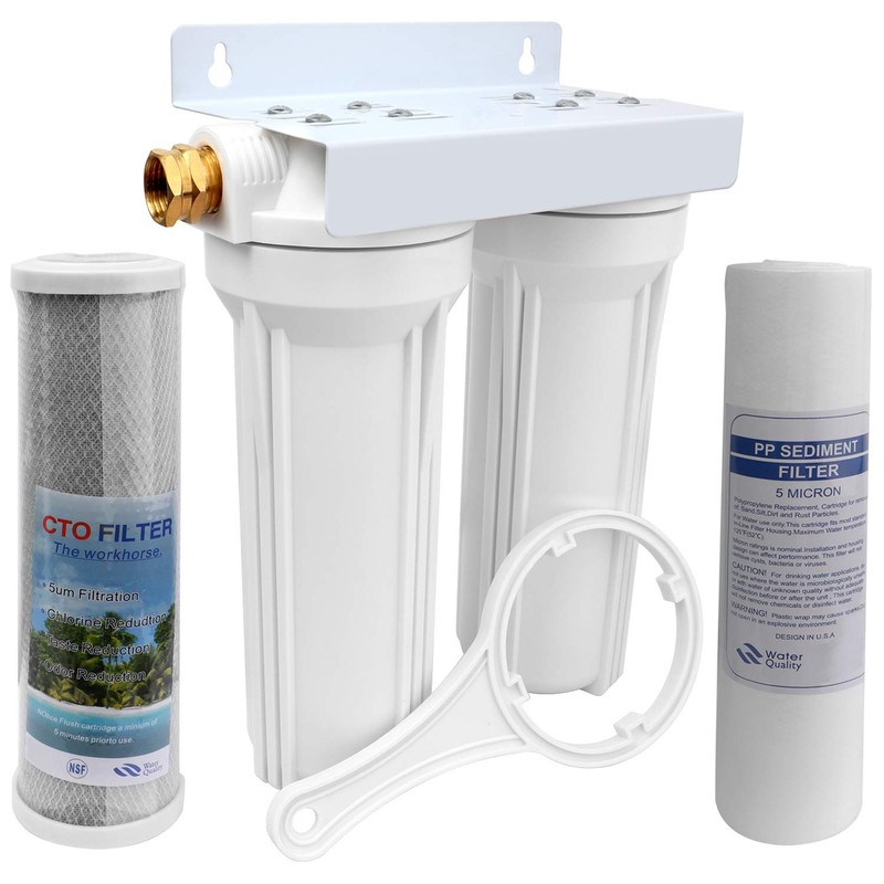External RV Dual Water Filter System for RVs Boats Motor