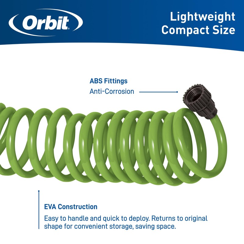 Orbit 26380 Coil Garden Hose, 25 Feet, with 8-Pattern Hose