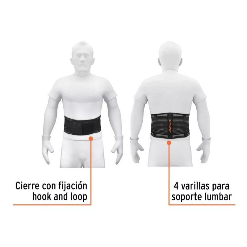 Truper Faja De Apoyo Lumbar Para Carga Gimnasio Gym Mediana