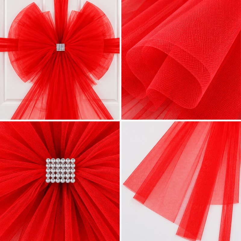 Large Christmas Door Bow with Long Ribbon – Oversized Red