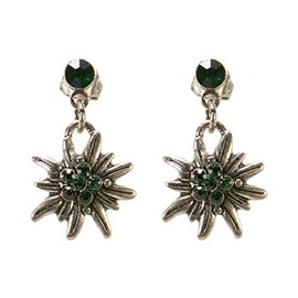 Alpenflüstern DOR046 Costume Earrings Hanging Rhinestone White Mini – Women's Costume Jewellery, Costume Earrings in Traditional Colours, Zinc