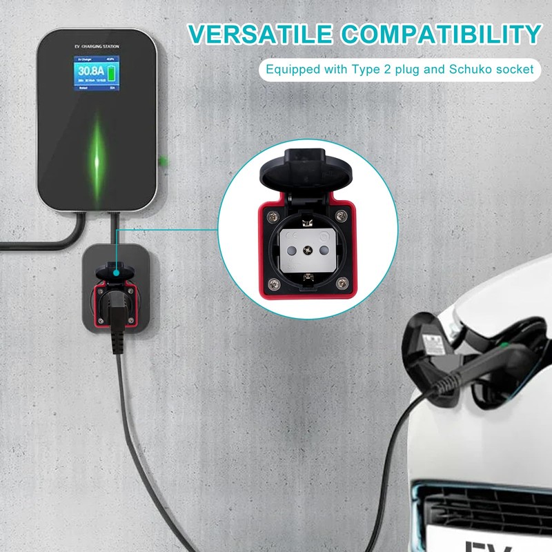 BOROCO Type 2 to Schuko Adapter, 3.5KW 16A 220V Type