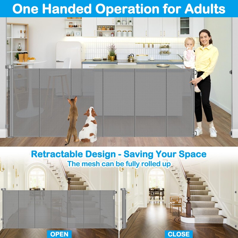 Reinforced 42" Extra Tall X 120" Extra Wide Retractable Dog