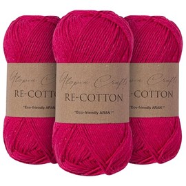 Utopia Crafts Re-Cotton Knitting Yarn 3X 100g (Rose)