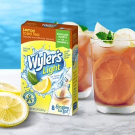 Wyler's Light Lemon Iced Tea Drink Mix Pack of 12 Sugar Free 96 Servings