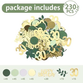 Happy 30th Birthday Confetti 15g 30th Anniversary Glitter Foil Table Decoration Sequins for 30 Years Birthday Table Confetti Party Decoration Green Gold