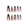 JUSTOTRY 24 Pcs Coffin False Nails Long with Snake,Black French