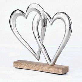 Marrakesch Herz Deko Aufsteller 20cm Groß | Dekoobjekt Amour 7 als Tischdeko Fensterbankdeko Silber