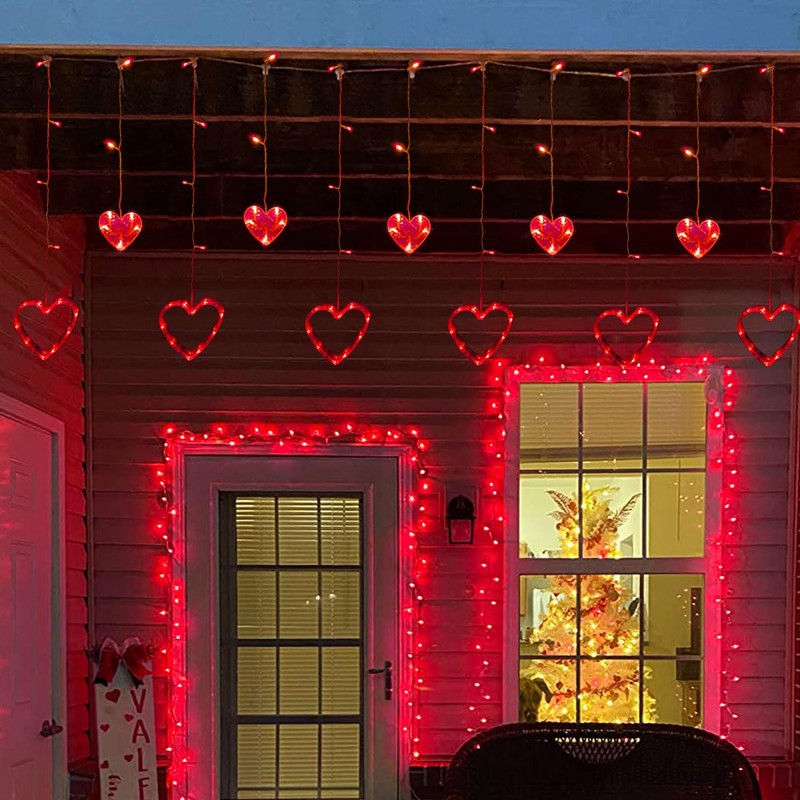 Valentine Lights, Red Heart Lights Indoor Outdoor, Valentines Day Window