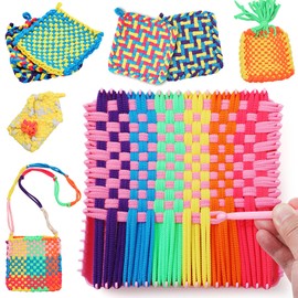 FUNBUD Weaving Loom Kit for Kids - Birthday Gifts for Girls Ages 6-12, DIY Craft Kit for Making Potholders, Arts and Crafts Toys for Girls 6-8, 8-12