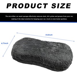 BWBWND Car Wash Sponge, Large Microfiber Applicator Pad Non-Scratch Detailing Foam, Extra Absorbent Cleaning Sponge Universal Washing Supplies for Cars Trucks Motorcycles (Gray)