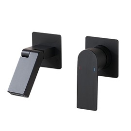 Wall Mount Bathroom Faucet, Bathroom Sink Faucet, Single Handle Wall Vanity Faucet, 180° Foldable Spout Basin Faucet with Rough-in Valve, Matte Black