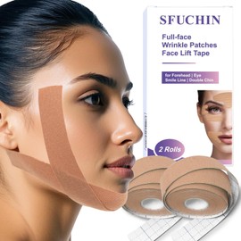 Chin Strap for Sleeping, SFUCHIN Double Chin Reducer | Adjustable Comfort fit | 100% Hypoallergenic Strong Support Facial Muscle Face Lift Tape for Jawline Definition & V Line Lifting, 2.5 * 1000CM