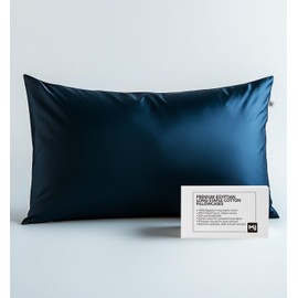 King Size Pillow Cases - Hypoallergenic Pillow Cover - Satin Pillowcase for Hair and Skin - Soft Smooth, Anti Wrinkle, 100% Cotton 400TC, with Hidden Zipper, 1pc (King 20 x 36, Navy Blue)