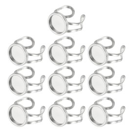 PATIKIL Stainless Ring Blank, 12mm 10 Pcs Adjustable Finger Ring Blank Base Bezel Trays Flat Pad Tray for Jewelry Making Finding DIY Carvings, Silver