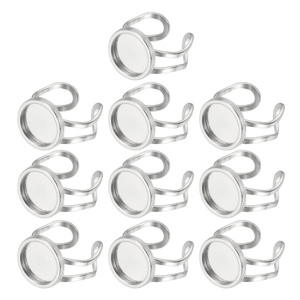 PATIKIL Stainless Ring Blank, 12mm 10 Pcs Adjustable Finger Ring