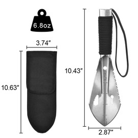 iunio Hiking Trowel, Camping, Backpacking, Portable Shovel, Multitool, Ultralight Camp Tool, with Carrying Pouch, for Gardening, Outdoor, Survival (Silver)