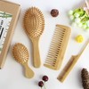 4 Pcs Bamboo Hair Brush Comb Set with Paddle Detangling