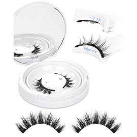 Natural Look Magnetic Eyelashes Kit - Reusable Double Sided Magnetic Lashes With Applicator and Mirror, Easy To Wear And Remove, No Glue Needed Strip Lashes, Black Faux Cils by EMEDA (Manga Look)