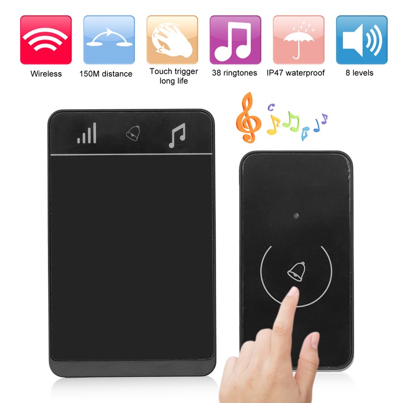 Wireless Doorbell IP47 Waterproof Intelligent Touch Control 150M Range ThroughWall
