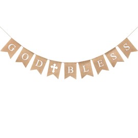 CHRORINE God Bless Banner First Communion Banner Kit, Baptism Decorations for Boys Girls, First Communion Confirmation Decorations, Bautizo Decorations