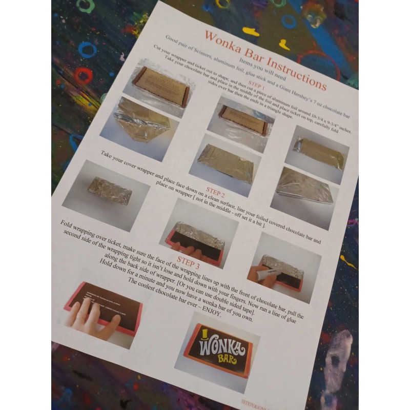 CUSTOM MADE Willy Wonka Wonka Wrapper and Golden Ticket Replica