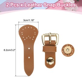 sourcing map 2pcs Leather Magnetic Snap Buckle Lock, Sew on Toggle Closure Buckle, Snap Buttons Tab Fasteners Buttons Replacement for Pouches Jacket DIY Craft Sewing, Light Brown