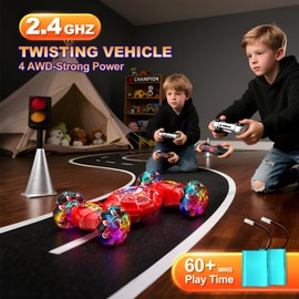 Spider Remote Control Car - 2.4GHz 4WD Gesture Sensing RC Stunt Car Toys for Boys and Girls Ages 6-12, 360° Rotating Transforming Drift RC Cars with Lights and Music, Ideal Birthday and Xmas Gift