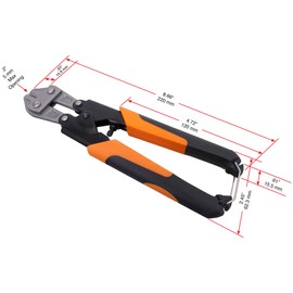 Tech 8” Mini-Bolt Cutter, Wire, Cable, Chain, Spring Loaded Return, Comfortable Grips, Snips, Hand Tools, 8-inch