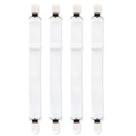 Zthluyc Set of 4 Bed Sheet Tensioners, Fitted Sheet Tensioners, Adjustable for Non-Slip Fixation of Bedding, Electric Blankets and Sofa Cushions (White)