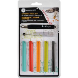 Manuscript Pen Company Lettering Pencil - 18 Pieces - Clutch Pencil, Selection of Leads in Five Colours And Sharpening File - Ideal for Calligraphy, Hand Lettering, Sketching and Illustration.