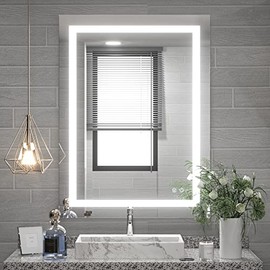 TETOTE 24 x 32 Bathroom LED Mirror Vanity Lighted Mirror Home Decor with Dimmable Touch Button & Anti-Fog Function Makeup Mirror with Light